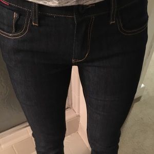 Dark wash denim straight leg jeans!